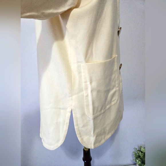 Mr. LEONARD VINTAGE Cream/Pale Yellow Virgin Wool Women's Jacket.Size L/XL - Picture 4 of 12